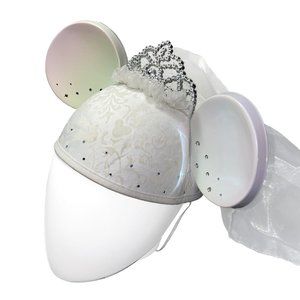 DISNEY Minnie Mouse Wedding Bride Veil Ears - OS White Costume Hat